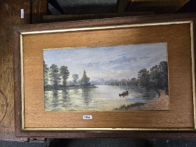 FRAMED WATERCOLOUR OF RIVER SCENE,