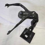 HOLLOW CAST BRONZED FIGURE OF A NUDE DANCER,