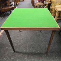 GREEN BAIZE CARD TABLE