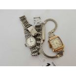 A LADIES SILVER ROTARY WRIST WATCH WITH SILVER STRAP & ANOTHER