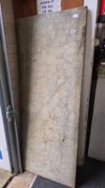A SLAB OF MARBLE 6ft 1" X 2ft & A HALF MOON PIECE OF MARBLE
