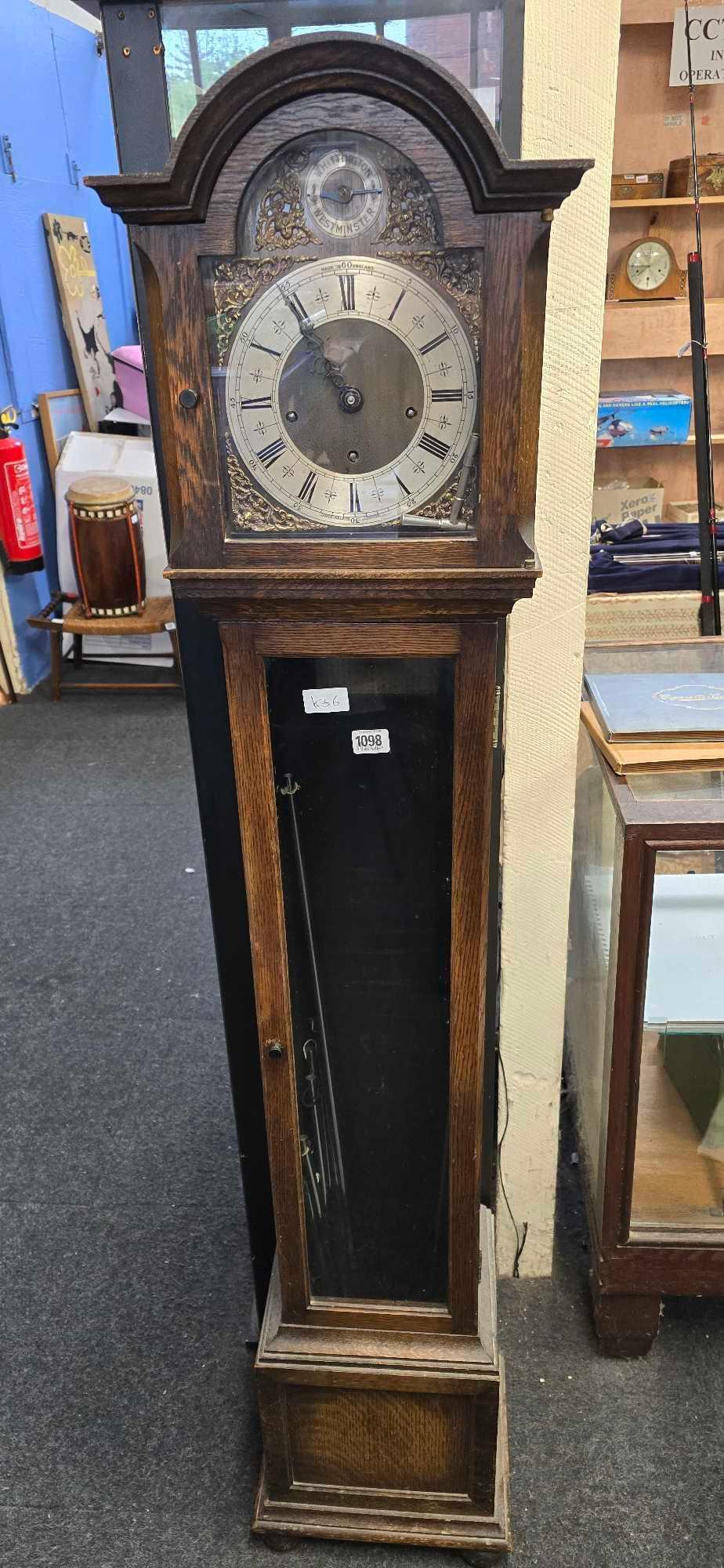 GRANDMOTHER LONG CASED CLOCK WITH WHITTINGTON & WESTMINSTER CHIMES BY JAMES WALKER,