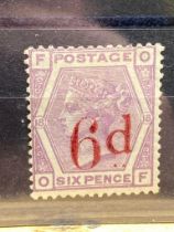 GB 19THC MINT 1883 6D ON 6D LILAC HINGED MINT - O.G.SG 162.