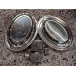 2 WHITE METAL HORS D'OEUVRES DISHES,