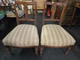 PAIR OF CARVED BACK DINING CHAIRS