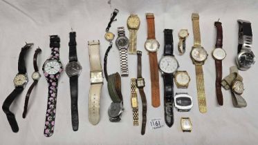 TUB OF MISC GENTS / LADIES WATCHES INCL;