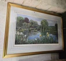 F/G PRINT BY PETER ELLENSHAW OF BRIDGE AT GIVERNY,