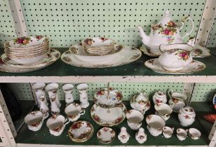 2 SHELVES OF ROYAL ALBERT OLD COUNTRY ROSES CHINAWARE