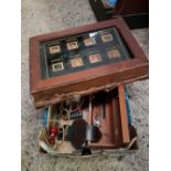 CARTON WITH A VINTAGE BELL BOARD, VOLT METER,