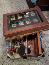 CARTON WITH A VINTAGE BELL BOARD, VOLT METER,