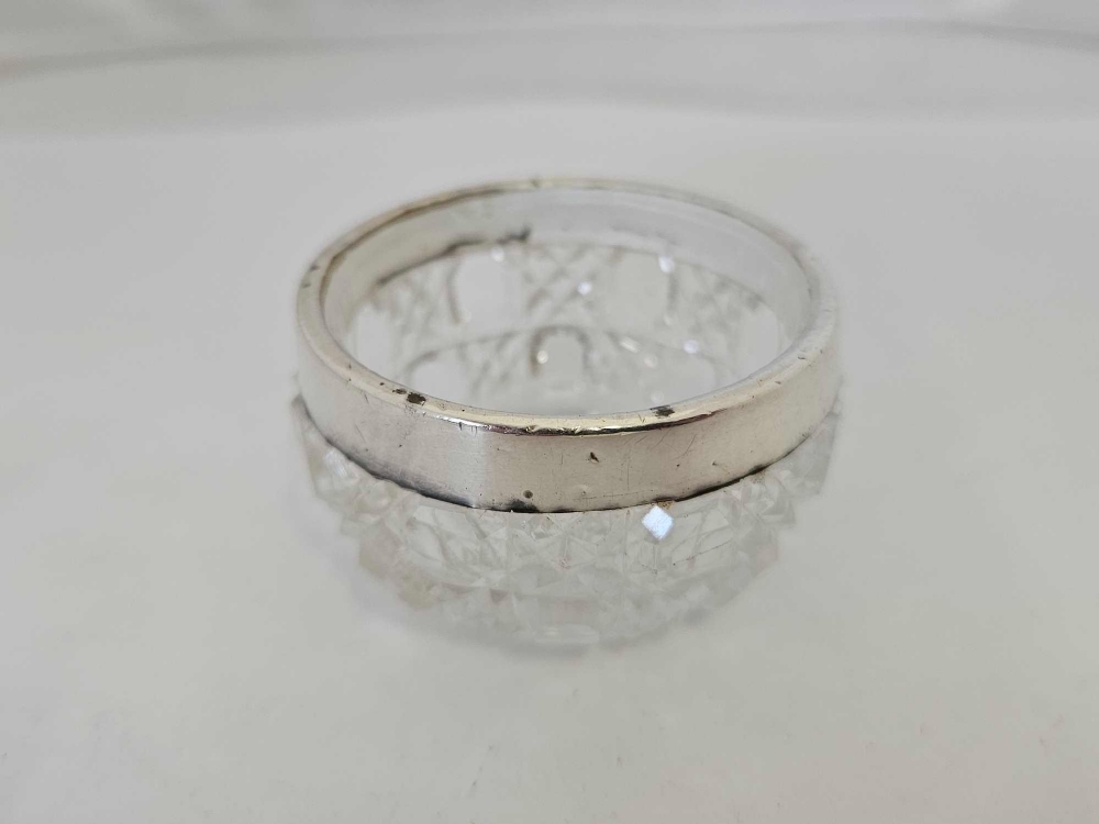 CUT GLASS SILVER RIMMED SALT