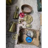 CARTON WITH MISC BRASS & COPPER INCL; JUGS,