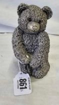 STERLING SILVER RESIN FILLED BEAR FIGURE,