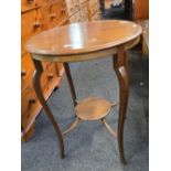 INLAID MAHOGANY TWO TIER ROUND TABLE