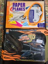 BOX WITH PAPER PLANE & PLANS & A NANO COPTER STORM RADIO CONTROLLED - NEW IN BOX
