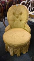 ANTIQUE TUB FIRESIDE CHAIR IN GOLD COLOUR