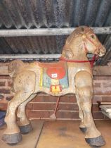 ANTIQUE MOBO PEDAL RIDING HORSE IN PRESSED STEEL