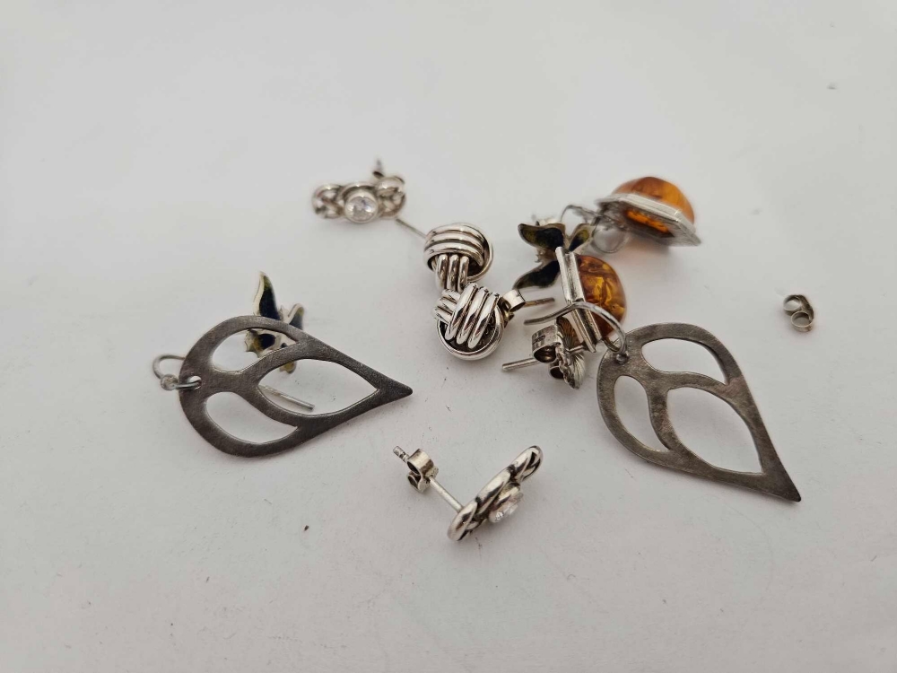 5 PAIRS OF SILVER EARRINGS