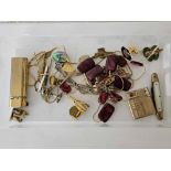 TUB WITH MISC COSTUME JEWELLERY, CIGARETTE LIGHTERS,