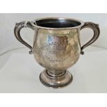 TWO HANDLED SILVER PRESENTATION CUP ENGRAVED STANDARD CAR RALLY DEVON,