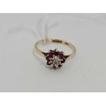 9ct RUBY CLUSTER RING, 1.