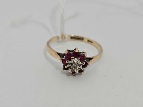 9ct RUBY CLUSTER RING, 1.
