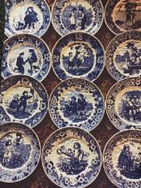 12 BLUE & WHITE WEDGWOOD WALL PLATES WITH C.O.