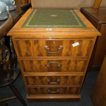 YEW WOOD LEATHER TOP 2 DRAWER FILING CABINET