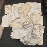 CARTON OF LACE TABLE CLOTHES & LINEN