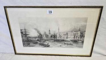 ANTIQUE ENGRAVING, THE PORT OF LONDON IN 1839,
