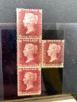 GB 19THC MINT 1864 -78 1D REDS PL 205 - FULL GUM “JOINED UP “.