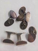 3 PAIRS OF SILVER CUFF LINKS 34g