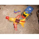 CARTON WITH A TOMY PLANE & A DUMPER TRUCK