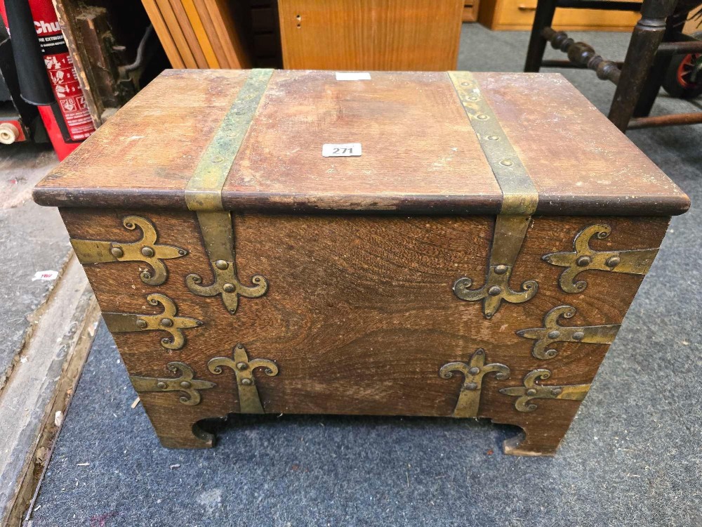 BRASS BOUND WOODEN LOG BOX