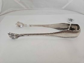 ANTIQUE FRENCH SILVER PAIR OF TONGS,