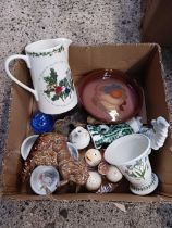CARTON WITH MISC CHINAWARE INCL; PORTMEIRION, THE HOLLY & THE IVY JUG,