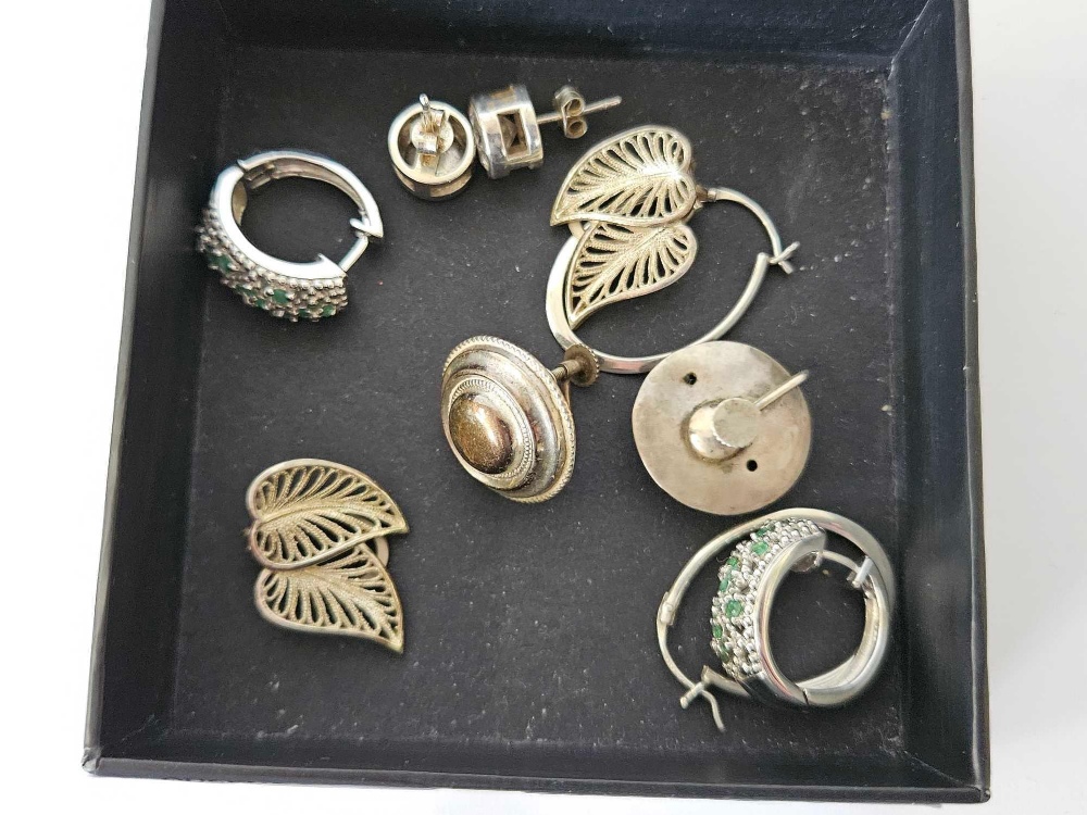 5 PAIRS OF SILVER VINTAGE EARRINGS