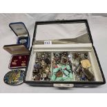 TRINKET BOX WITH MISC COSTUME JEWELLERY INCL;