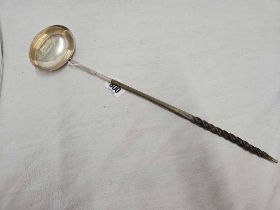 GEORGIAN SILVER TODDY LADLE WITH WHALE BONE HANDLE