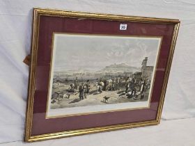 ANTIQUE COLOURED LITHOGRAPH FROM THE CRIMEAN WAR 1855 ENTITLED THE KERTCH FROM THE NORTH,