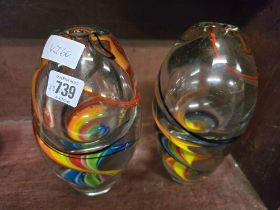 PAIR OF END OF DAY GLASS VASES