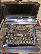 PORTABLE TYPEWRITER BY BAR-LET IN METAL CARRY CASE