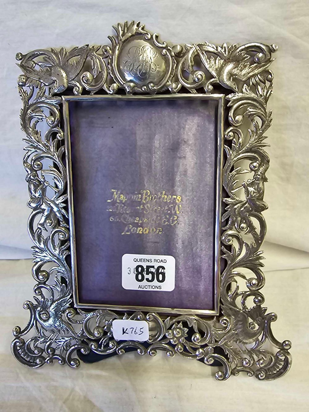 ORNATE PIERCED SILVER PICTURE FRAME BY MAPPIN BROS LONDON 1898,