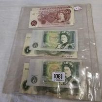WALLET WITH 2 X 10 SHILLINGS & 4 X £1 BANK OF ENGLAND NOTES