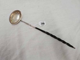 GEORGIAN SILVER TODDY LADLE WITH WHALE BONE HANDLE