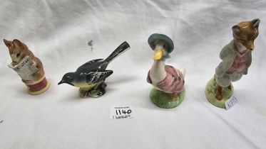 2 ROYAL ALBERT BEATRIX POTTER PICTURES, FOXY WHISKERED GENTLEMAN & JEMIMA BUDDLE DUCK,