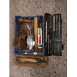 CARTON WITH MISC HAND TOOLS, HAMMER,