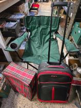 2 TRAVEL CASES & A FOLDING PICNIC CHAIR IN BAG