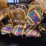 SET OF 4 WHEEL BACK DINING CHAIRS PLUS 2 MATCHING CARVER CHAIRS