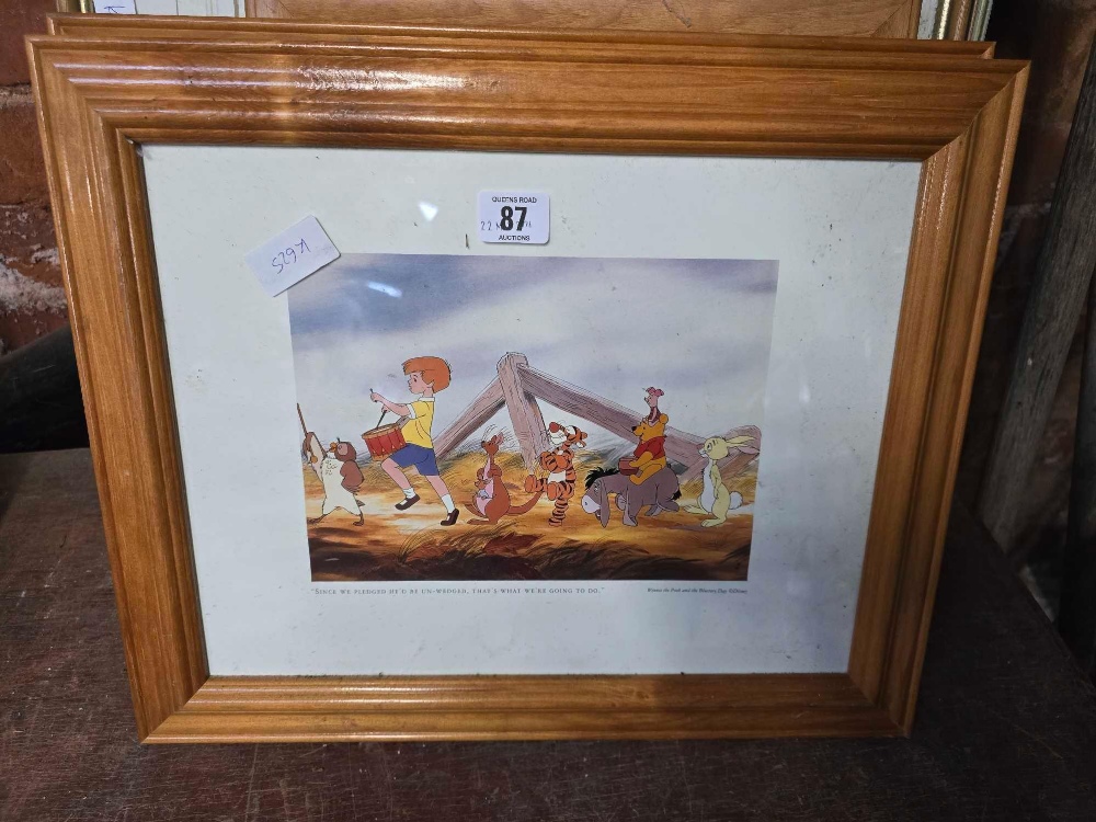 QTY OF F/G PICTURES INCL; WINNIE THE POOH, A COLOURED ETCHING NO.
